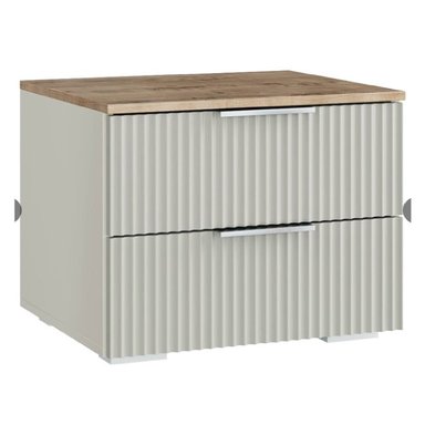 MESA DE NOCHE MINIMALISTA FEDRA COLOR GRIS CLARO/MARRON  2 CAJONES TU MESITA