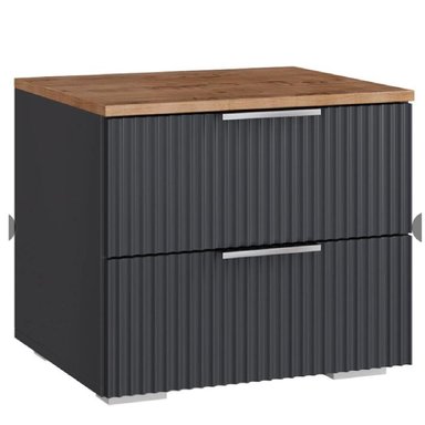 MESA DE NOCHE MINIMALISTA FEDRA COLOR GRIS OSCURO/MARRON 2 CAJONES TU MESITA