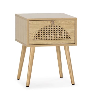 VELADOR VINTAGE PORTUGAL COLOR ROVERE CON REJILLA RATAN 1 CAJON TU MESITA - 2