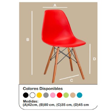 SILLA DE COMEDOR MODERNA CATALINA COLOR ROJO TU MESITA