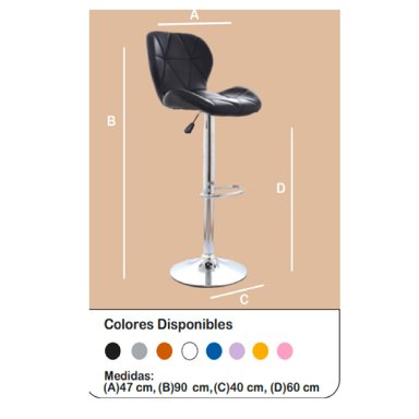 BANCO DE BAR ARGENTO CROMADO COLOR NEGRO TU MESITA - 3