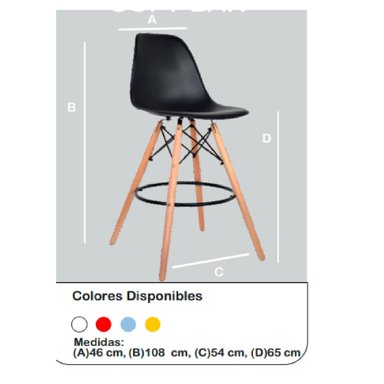 BANCO ALTO DE BAR BARETTO ESTILO NÓRDICO COLOR NEGRO TU MESITA - 3