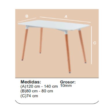 MESA PRÁCTICA DE COMEDOR ALANIS RECTANGULAR COLOR BLANCO TU MESITA - 3