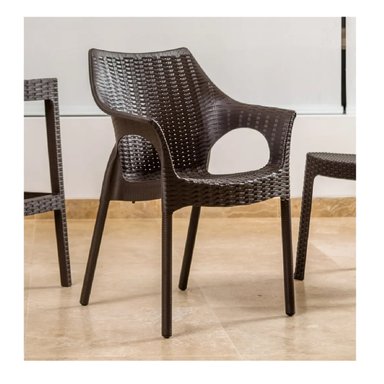 SILLA CLÁSICA ESTILO RATÁN YOLI COLOR MARRÓN TU MESITA CON BRAZOS