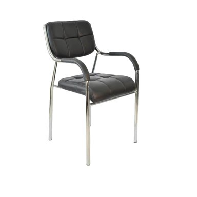 SILLA DE OFICINA CLÁSICA RUSELL CROMADA COLOR NEGRO TU MESITA