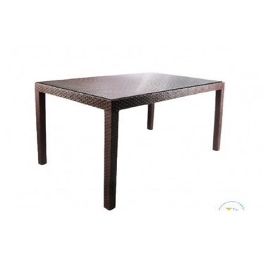 MESA CLÁSICA ESTILO RATÁN AMAUTA COLOR MARRÓN VIDRIO TEMPLADO TU MESITA