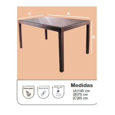 MESA CLÁSICA ESTILO RATÁN AMAUTA COLOR MARRÓN VIDRIO TEMPLADO TU MESITA - 2