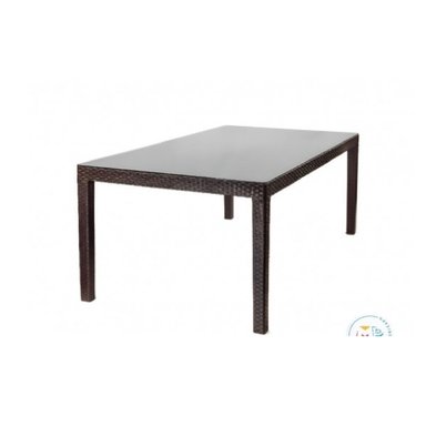 MESA CLÁSICA ESTILO RATÁN AMANDA COLOR MARRÓN  VIDRIO TEMPLADO TU MESITA