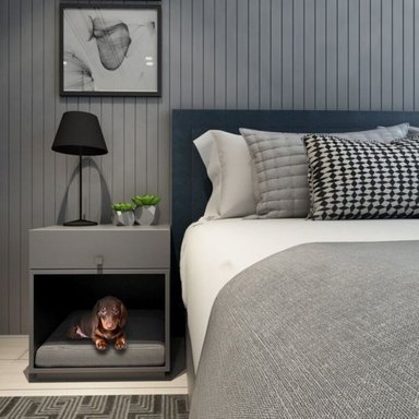 VELADOR PARA MASCOTA MODERNO ABIEL 1 CAJÓN COLOR TAUPE TU MESITA