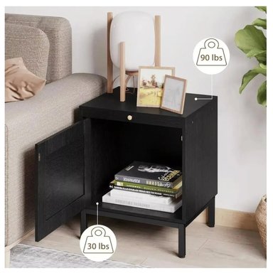 VELADOR NORDICO MODERNO CÉSAR 1 PUERTA COLOR NEGRO ROBLE TU MESITA - 2