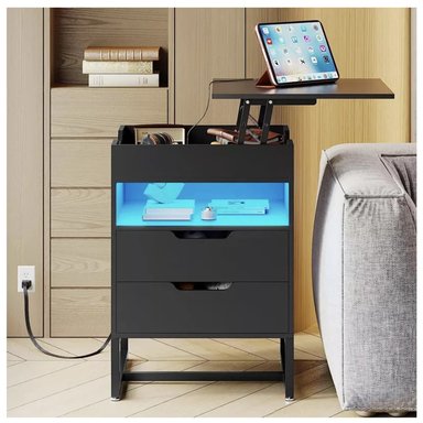 VELADOR MULTIFUNCIONAL MATIAS TIPO B CON TABLERO ELEVABLE Y LUZ LED TU MESITA