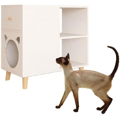 MESA LATERAL CON ESPACIO PARA GATO MODERNO COOPER BLANCO TU MESITA
