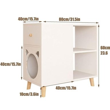 MESA LATERAL CON ESPACIO PARA GATO MODERNO COOPER PANELA/BLANCO TU MESITA - 3