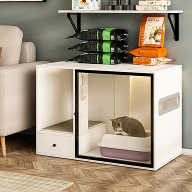 MUEBLE PARA GATO CON ESPACIO PARA ARENERO PORUÉ BLANCO TU MESITA - 2