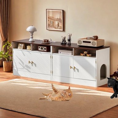 MUEBLES DE GATO CON ESPACIO PARA ARENERO ZACA BLANCO/CHOCOLATE TU MESITA - 1
