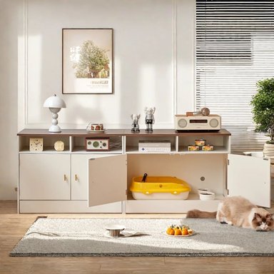 MUEBLES DE GATO CON ESPACIO PARA ARENERO ZACA BLANCO/CHOCOLATE TU MESITA - 3
