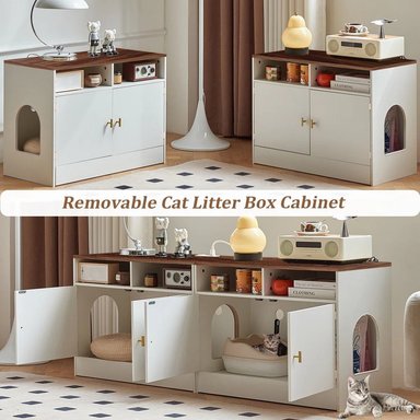 MUEBLES DE GATO CON ESPACIO PARA ARENERO ZACA BLANCO/CHOCOLATE TU MESITA - 5