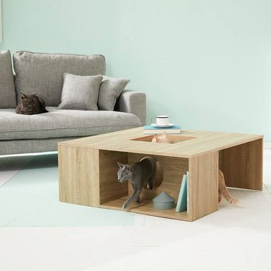 MESA DE CENTRO CON ESPACIO PARA MASCOTA MODERNO MARINA COLOR SAMONA TU MESITA