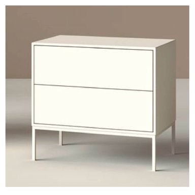 MESA DE NOCHE CLÁSICA MORETTI COLOR BLANCO 2 CAJONES TU MESITA