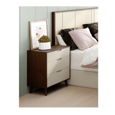 VELADOR CLÁSICO ANDY 3 CAJONES COLOR MARRÓN/BLANCO TU MESITA LARGO 53