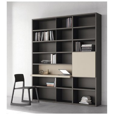 LIBRERO CONTEMPORÁNEO CON ESCRITORIO LUCERO COLOR GRIS OSCURO/GRIS CLARO 1 PUERTA TU MESITA