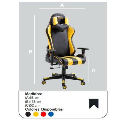 SILLA MASAJEADORA GAMER COLLINS COLOR NEGRO/AMARILLO ERGONOMICA TU MESITA - 1