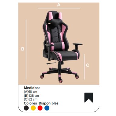 SILLA ULTRA MASAJEADORA GAMER MISTYC COLOR NEGRO/ROSA ERGONOMICA TU MESITA - 1