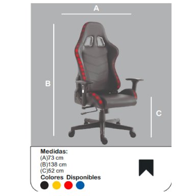 SILLA GAMER CLÁSICA OPTIMUS COLOR NEGRO/ROJO LED ERGONOMICA TU MESITA - 1