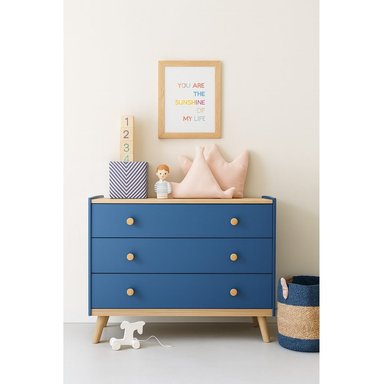 CÓMODA INFANTIL MODERNA MATEO 3 CAJONES COLOR AZUL TU MESITA