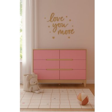CÓMODA INFANTIL MODERNA QINTI 6 CAJONES COLOR DUNA/ROSADO TU MESITA