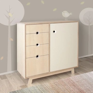 CÓMODA CON ARMARIO INFANTIL MONTESSORI COLOR MANZANO/BLANCO TU MESITA