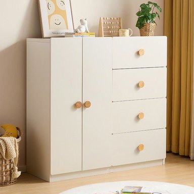 CÓMODA INFANTIL MODERNA IRIS 2 PUERTAS 4 CAJONES BLANCO TU MESITA