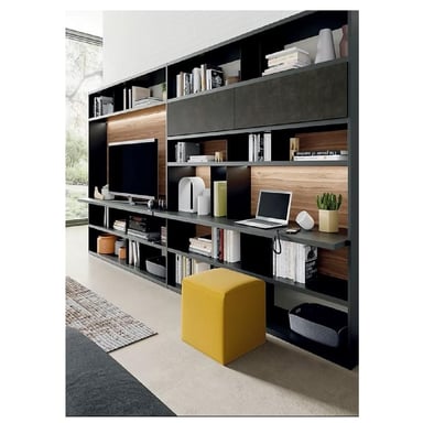 LIBRERO Y ESTANTE MINIMALISTA FERREL COLOR NEGRO/GALES 2 CAJONES TU MESITA - 2