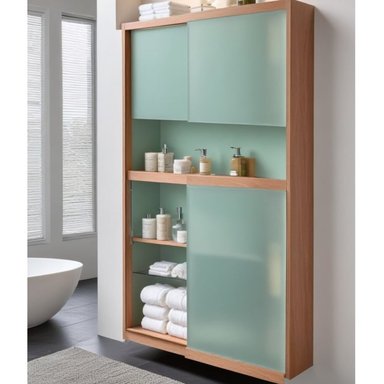 MUEBLE DE BAÑO RUBEN CON PUERTAS DE VIDRIO COLOR SAPELLI/AGAVE TU MESITA