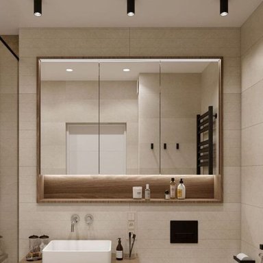 MUEBLE DE BAÑO MODERNO FLOTANTE CON ESPEJO Y LUCES LED CERBERUS COLOR GALES TU MESITA