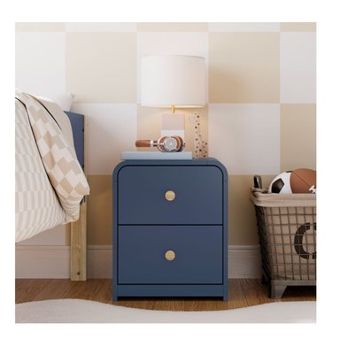 MESITA DE NOCHE INFANTIL AMADEUS COLOR AZUL MEDITERRÁNEO 2 CAJONES TU MESITA