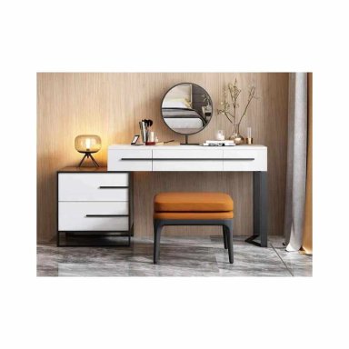 TOCADOR GIGAN CON ESPEJO Y ASIENTO COLOR BLANCO\NEGRO TU MESITA