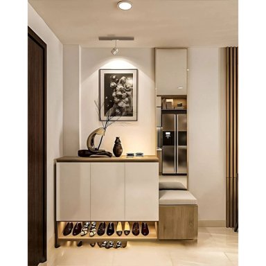 ZAPATERA RECIBIDOR KEYLA CON ESPEJO Y ASIENTO COLOR GARDEN OAK\BLANCO TU MESITA