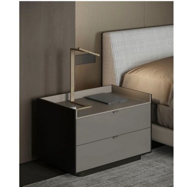 VELADOR MODERNO MANUEL 2 CAJONES NEGRO/TAUPE/PLOMO TU MESITA