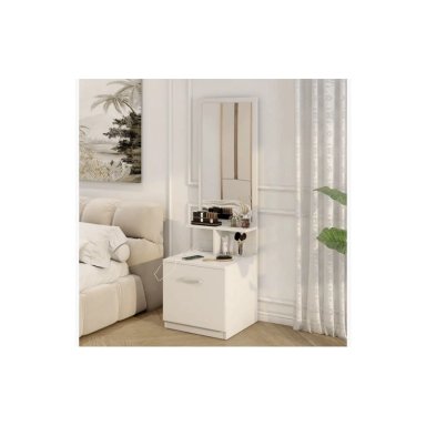 VELADOR ABBY CON ESPEJO COLOR BLANCO TU MESITA