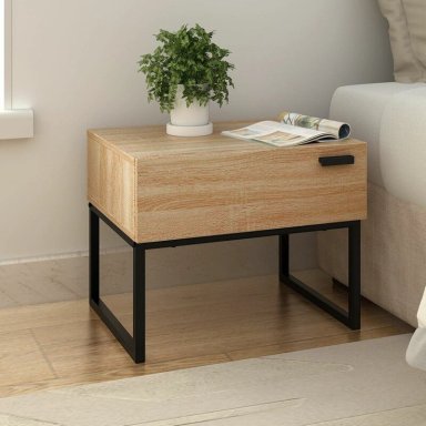 MESA DE NOCHE MODERNA HIRAGI COLOR PANELA TU MESITA