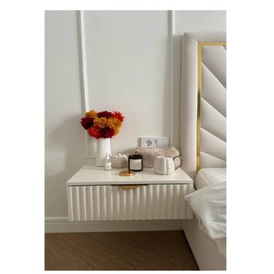 VELADOR FLOTANTE SONIA COLOR BLANCO ACANALADO 1 CAJÓN TU MESITA