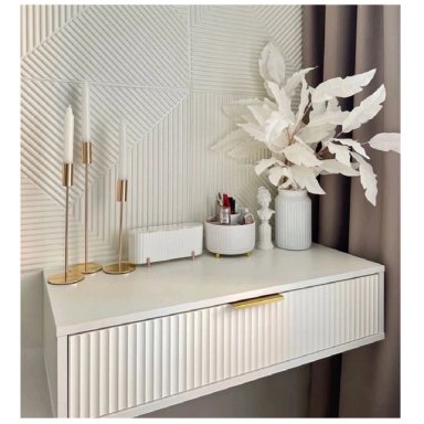 VELADOR FLOTANTE SAORI COLOR BLANCO ACANALADO 1 CAJÓN TU MESITA