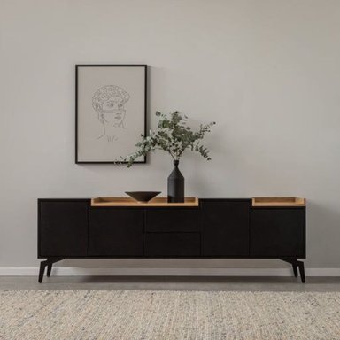 MESA DE TV MASSI CON CANTO GRUESO COLOR NEGRO\PANELA TU MESITA