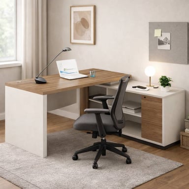 ESCRITORIO EN L ORIANA CON ALMACENAMIENTO COLOR GALESBLANCO TU MESITA CANTO GRUESO - 1