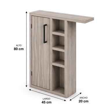 MUEBLE ORGANIZADOR DE BAÑO CELINE TU MESITA EN CENIZA CON PORTA PAPEL Y ALMACENAMIENTO VERTICAL - 2