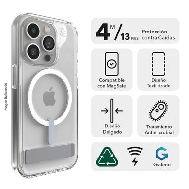 CASE ZAGG CRYSTAL PALACE SNAP KS PARA IPHONE 15 PRO MAX COMPATIBLE CON MAGSAFE - TRANSPARENTE - 3
