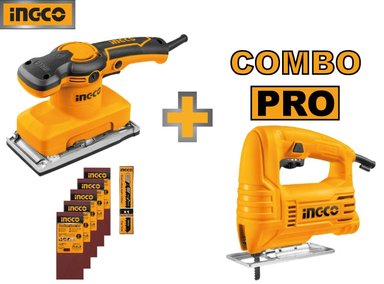 SET DE HERRAMIENTAS INGCO LIJADORA COMBO ORBITAL 320 WATTS + 5 LIJAS FS3208 + SIERRA CALADORA 400 WATTS + 1 HOJA CALAR JS400285