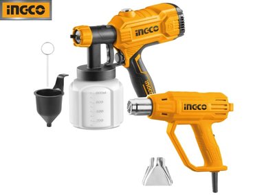 SET INGCO SPG3508 PISTOLA PARA PINTAR 450W + PISTOLA DE CALOR 2000W HG2000385