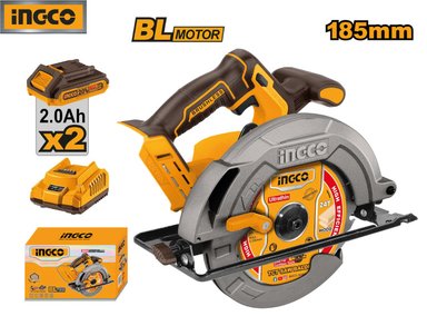 SIERRA CIRCULAR BRUSHLESS INGCO 20V 7 1/4'' + 2 BATERÍAS 2.0AH CSLI1851